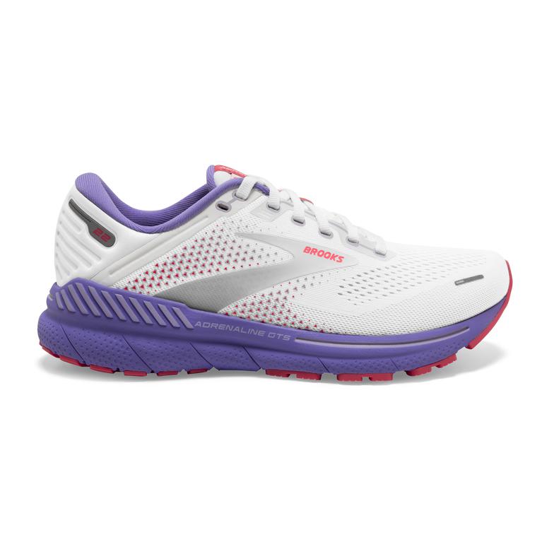 Brooks Adrenaline GTS 22 Supportive Women's Walking Shoes - White/Coral/Purple (92043-VHBK)
